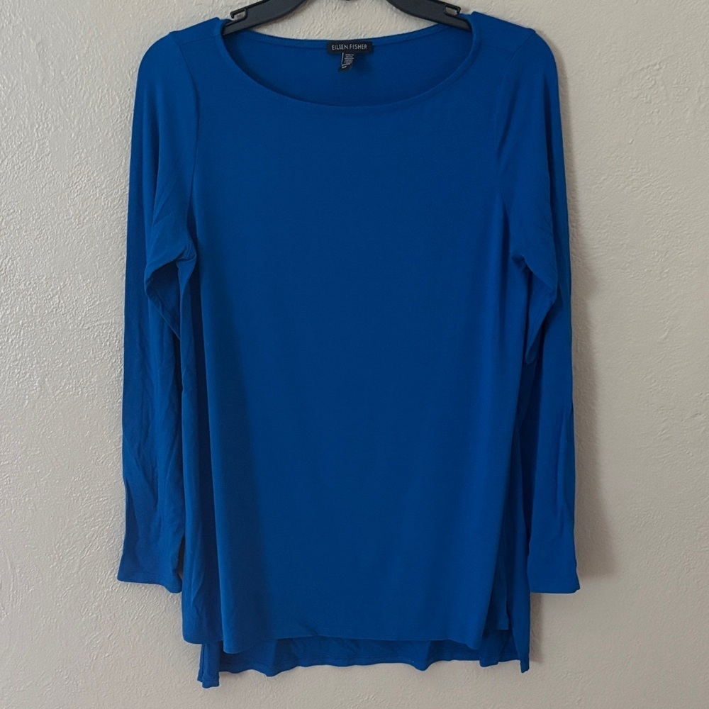 Eileen Fisher Women’s Long-Sleeve Tunic Top, Small, Blue